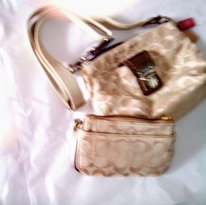 COACH Poppy Sig Metallic SWINGPACK/CLUTCH
